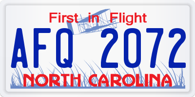 NC license plate AFQ2072