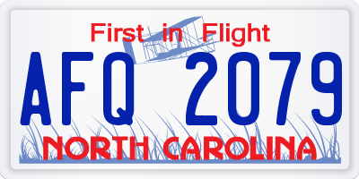 NC license plate AFQ2079