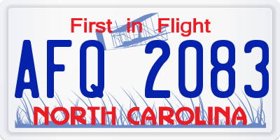 NC license plate AFQ2083