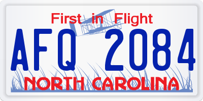 NC license plate AFQ2084