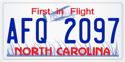 NC license plate AFQ2097