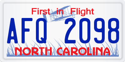 NC license plate AFQ2098