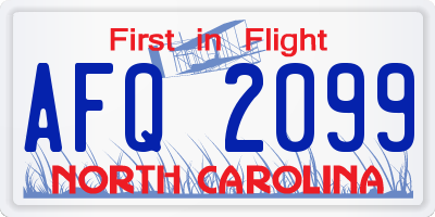 NC license plate AFQ2099