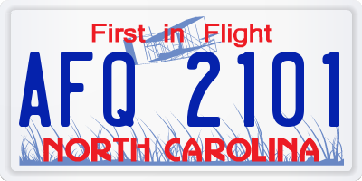 NC license plate AFQ2101
