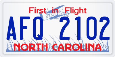 NC license plate AFQ2102