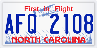 NC license plate AFQ2108