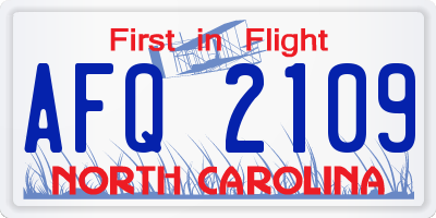 NC license plate AFQ2109