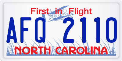 NC license plate AFQ2110