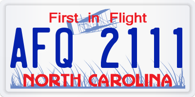 NC license plate AFQ2111