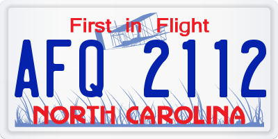 NC license plate AFQ2112