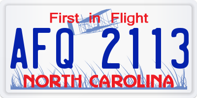 NC license plate AFQ2113