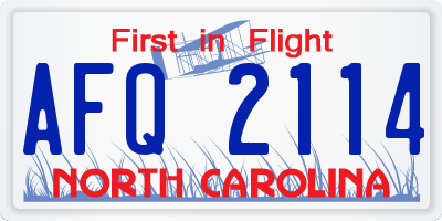 NC license plate AFQ2114