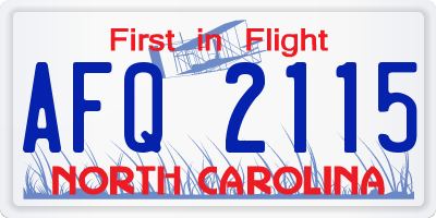 NC license plate AFQ2115
