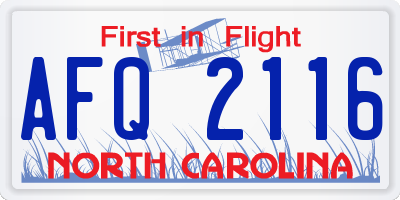 NC license plate AFQ2116