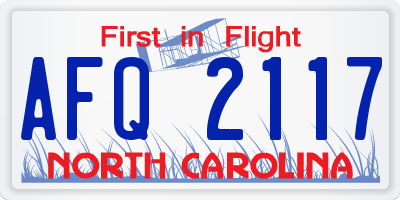 NC license plate AFQ2117
