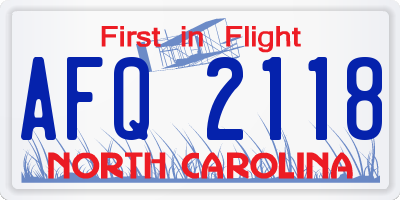 NC license plate AFQ2118