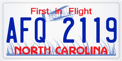 NC license plate AFQ2119