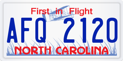 NC license plate AFQ2120