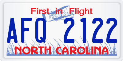 NC license plate AFQ2122