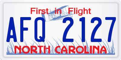 NC license plate AFQ2127