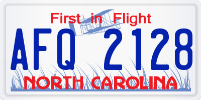 NC license plate AFQ2128