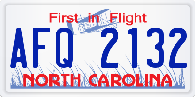 NC license plate AFQ2132