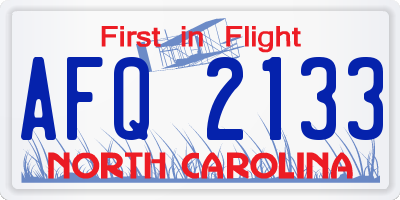 NC license plate AFQ2133
