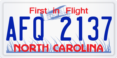 NC license plate AFQ2137