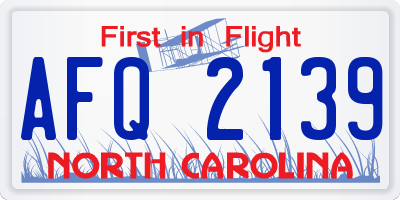 NC license plate AFQ2139