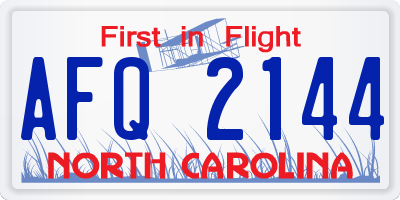 NC license plate AFQ2144