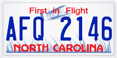 NC license plate AFQ2146