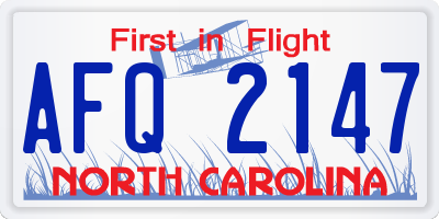 NC license plate AFQ2147