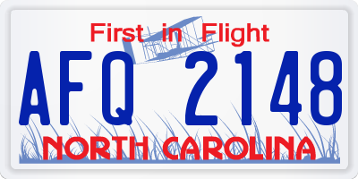 NC license plate AFQ2148