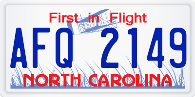NC license plate AFQ2149