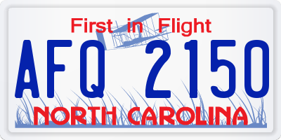 NC license plate AFQ2150