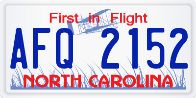 NC license plate AFQ2152