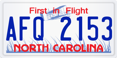 NC license plate AFQ2153
