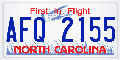 NC license plate AFQ2155