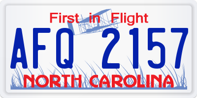 NC license plate AFQ2157