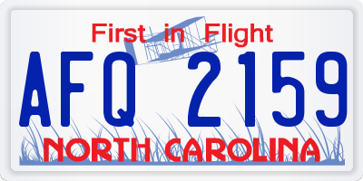 NC license plate AFQ2159