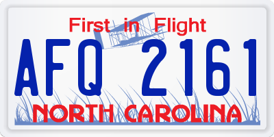 NC license plate AFQ2161