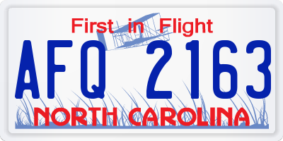 NC license plate AFQ2163