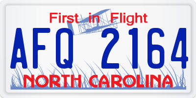 NC license plate AFQ2164