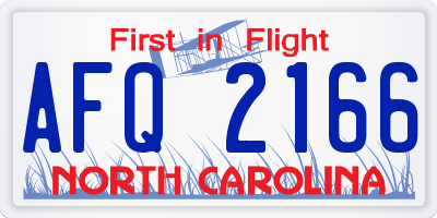 NC license plate AFQ2166