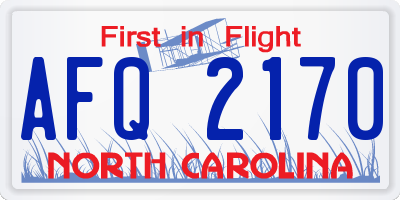 NC license plate AFQ2170
