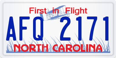 NC license plate AFQ2171