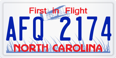 NC license plate AFQ2174