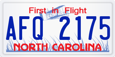 NC license plate AFQ2175