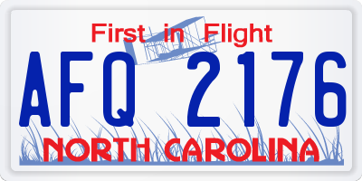 NC license plate AFQ2176