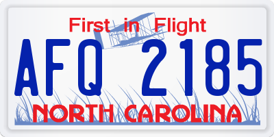 NC license plate AFQ2185
